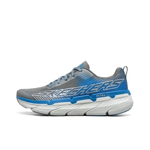 Skechers Max Cushioning Running Shoes Men Low-Top Charcoal Gray/Blue