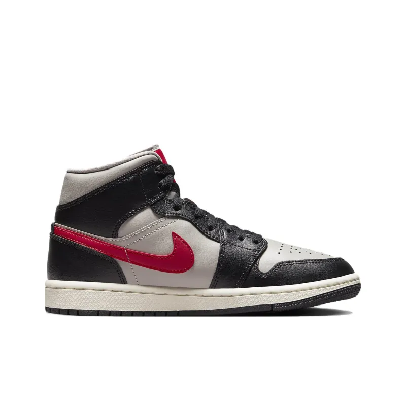 Jordan 1 Mid Black College Grey Gym Red Women's-1