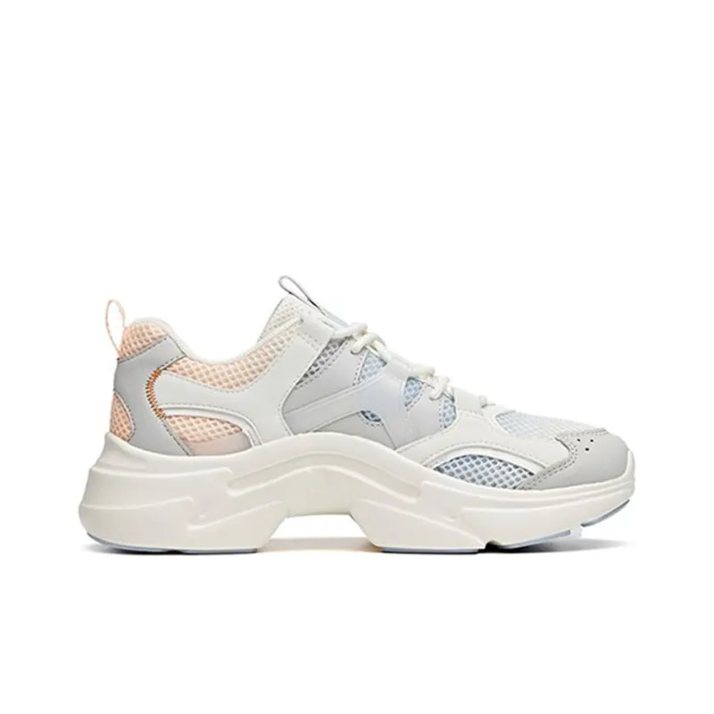 Anta Cushioning Anti Slip And Wear Resistant Low Top Running Shoes Women's White Blue Pink-1