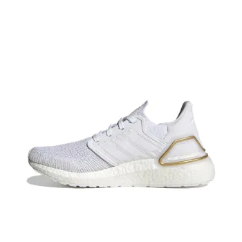 Adidas Ultra Boost 20 Cloud White Gold Metallic Heel Women's