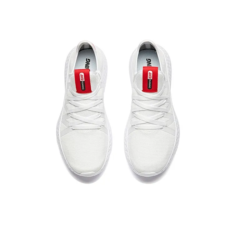 Anta Cushioned Slip-Resistant Abrasion-Resistant Breathable Low-Top Running Shoes Men's White Red-3