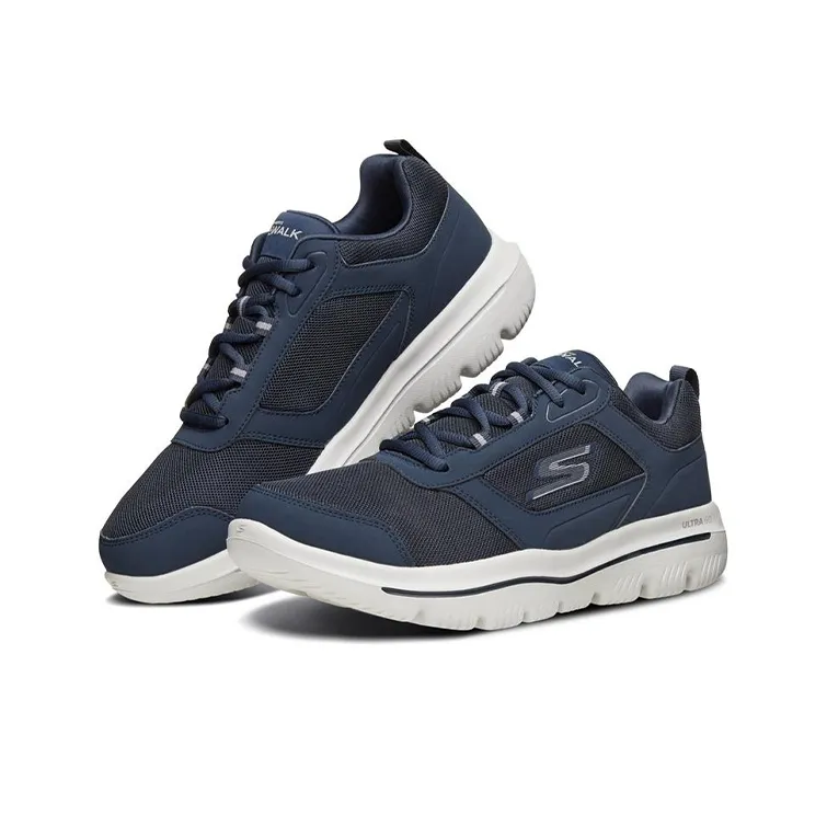 Skechers Go Walk Evolution Ultra Cushioning Breathable Low-Top Casual Running Shoes Men's Marine Blue Gray-2