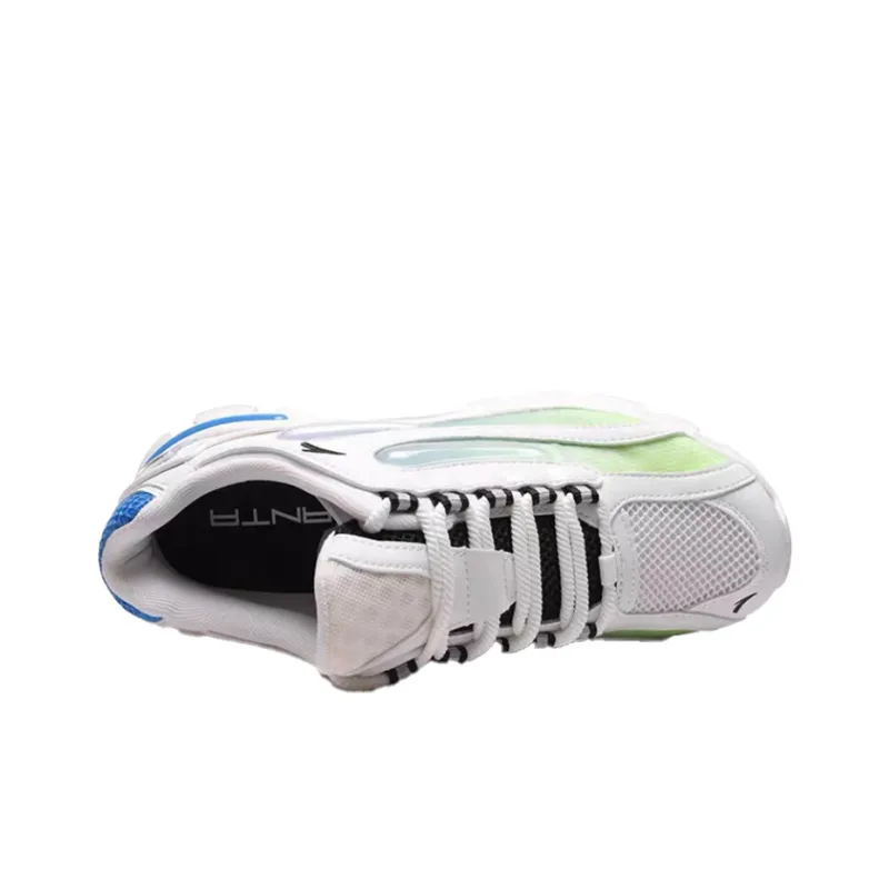 Anta Shock Absorbers With Slip Resistant And Abrasion Resistant Properties Low Top Running Shoes Men's White Green Blue-4