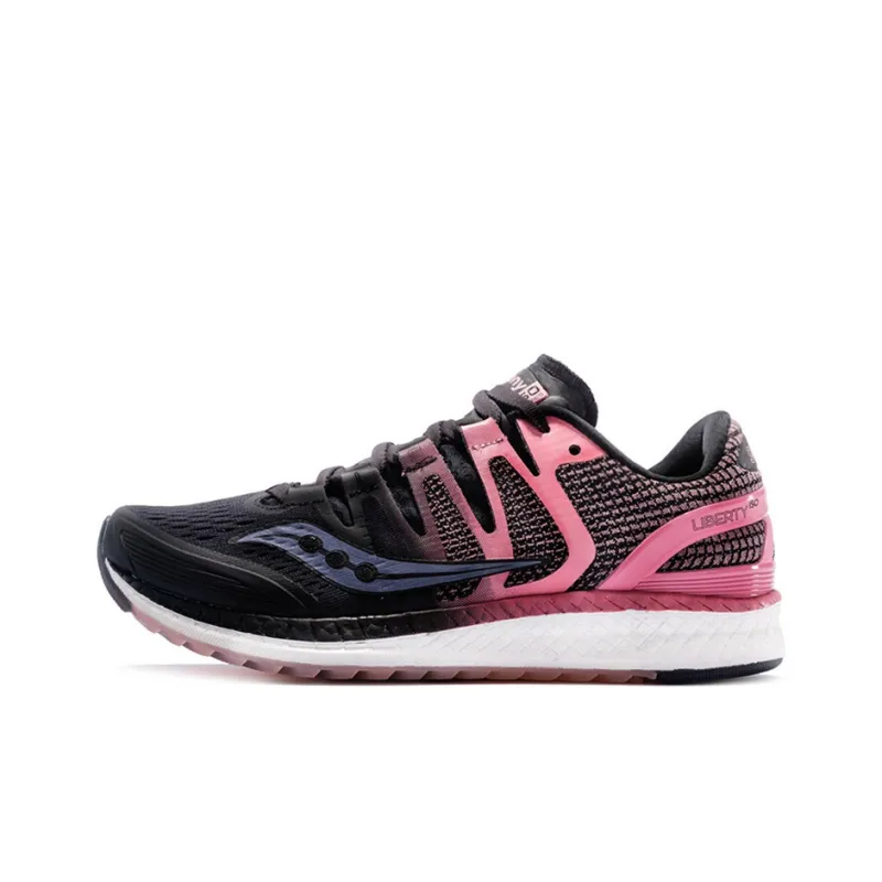 Saucony Liberty ISO 1 Slip-Resistant Support Lightweight Low-Top Running Shoes Women's Black Pink-0