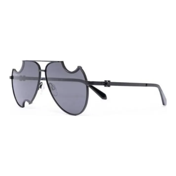 OFF-WHITE Metal Irregular Shape Sunglasses Unisex Black-1