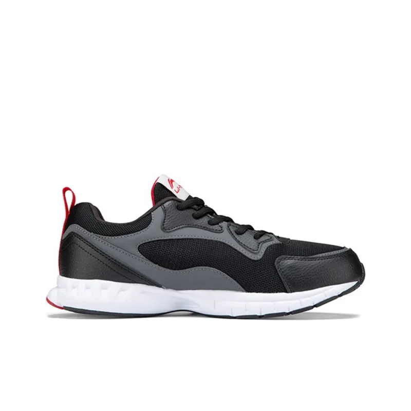 LiNing Cushioned Slip Resistant Breathable Lightweight Low Top Running Shoes Unisex Black White Gray-1