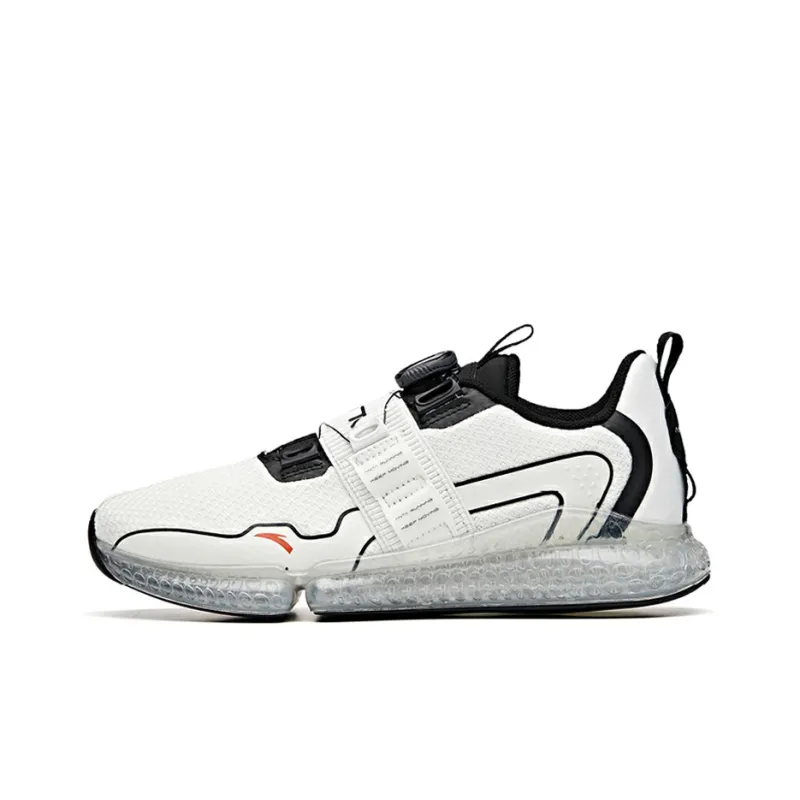 Anta Running Collection Cushioned Slip Resistant Lightweight Rebound Low Top Running Shoes Men's Black White-0