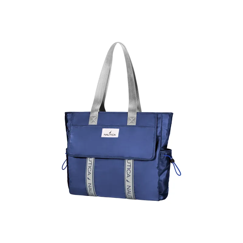 NAUTICA Nylon Tote Bag Shopping Bag Shoulder Bags Regular Unisex Royal Blue/Gray/Brown-6