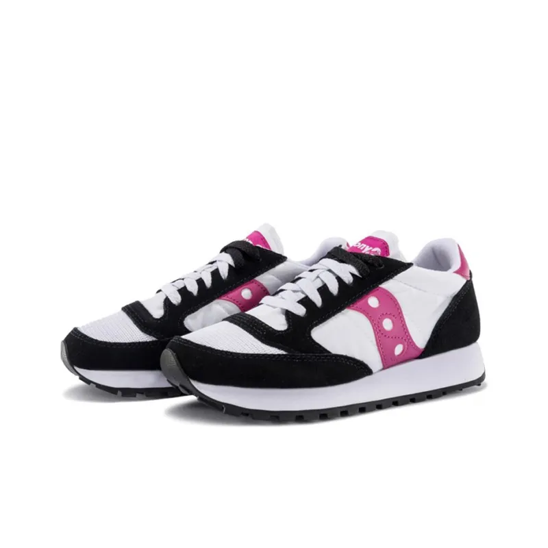 Saucony Jazz Original Non slip Lightweight Low Top Casual Running Shoes Women's White Black Pink-2
