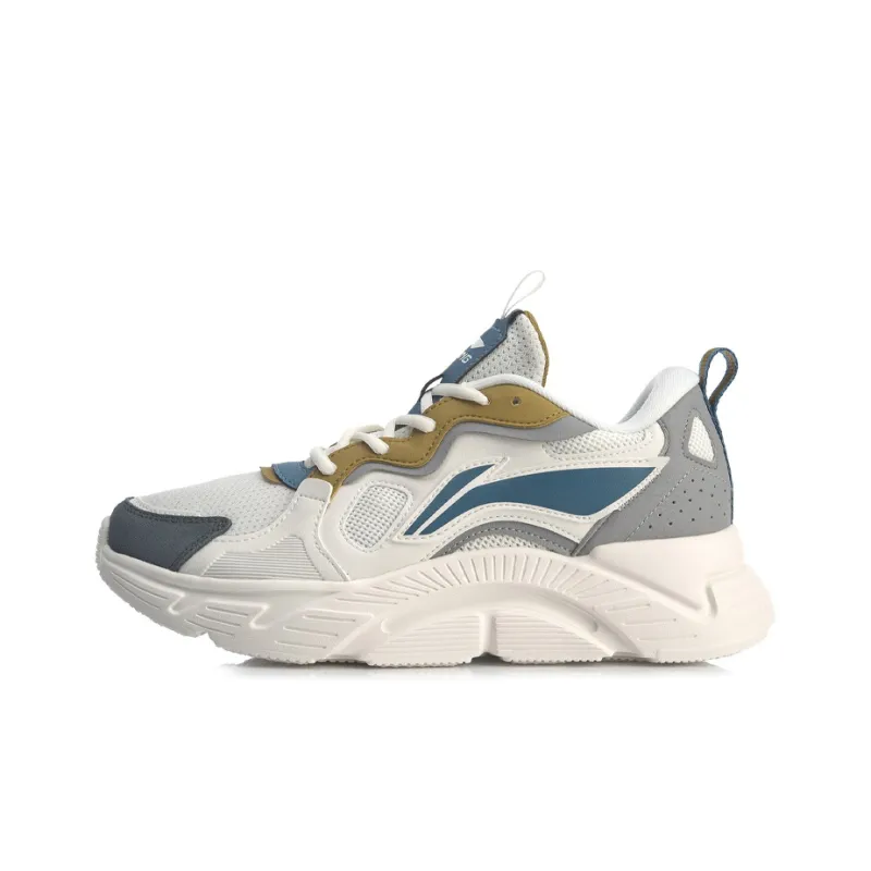 LiNing Shock Absorbers With Slip Resistant And Abrasion Resistant Properties Low Top Running Shoes Men's White Gray-0