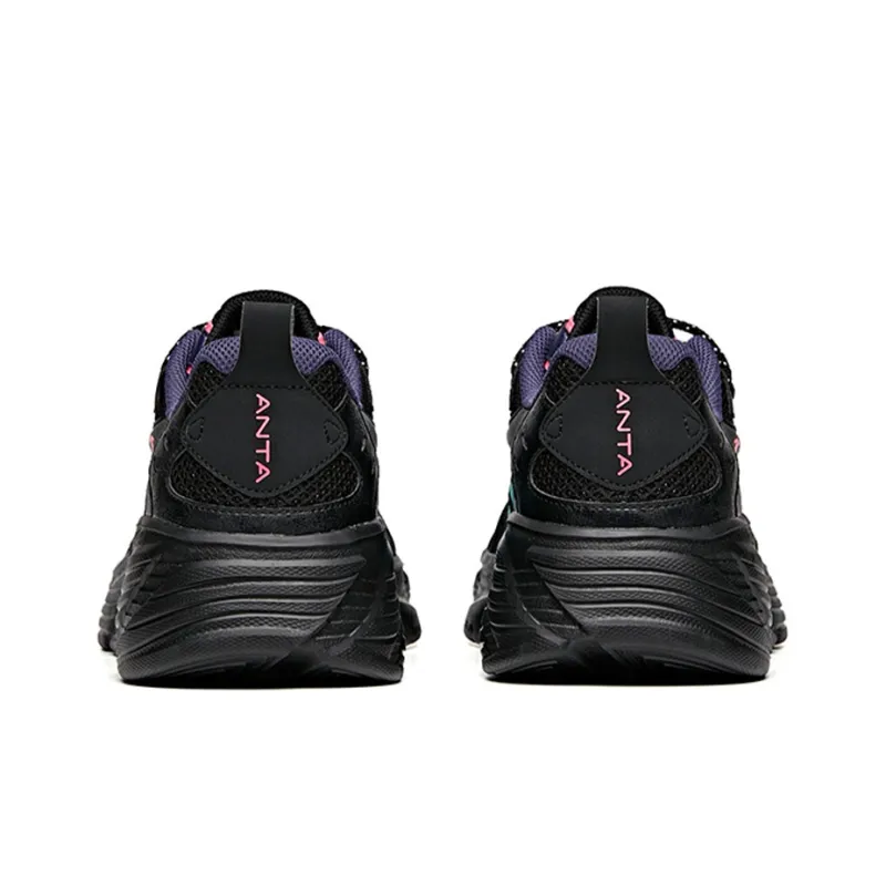 Anta Cushioning Reflective Low-Top Running Shoes Men's Black Green Blue-3