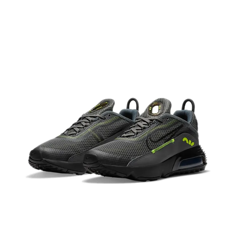 Nike Air Max 2090 Cushioning Slip Resistant Low Top Kids' Running Shoes Black Green Teenagers-2