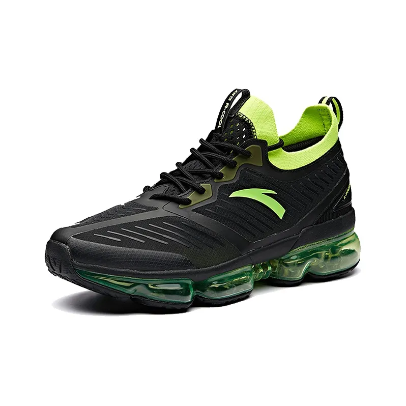 Anta Running Collection Cushioned Slip-Resistant Abrasion-Resistant Breathable Low-Top Running Shoes Men's Black Green-1