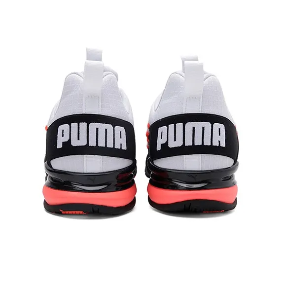 PUMA Axelion Cushioned Slip-Resistant Lightweight Low-Top Running Shoes Men's White Black Orange-3