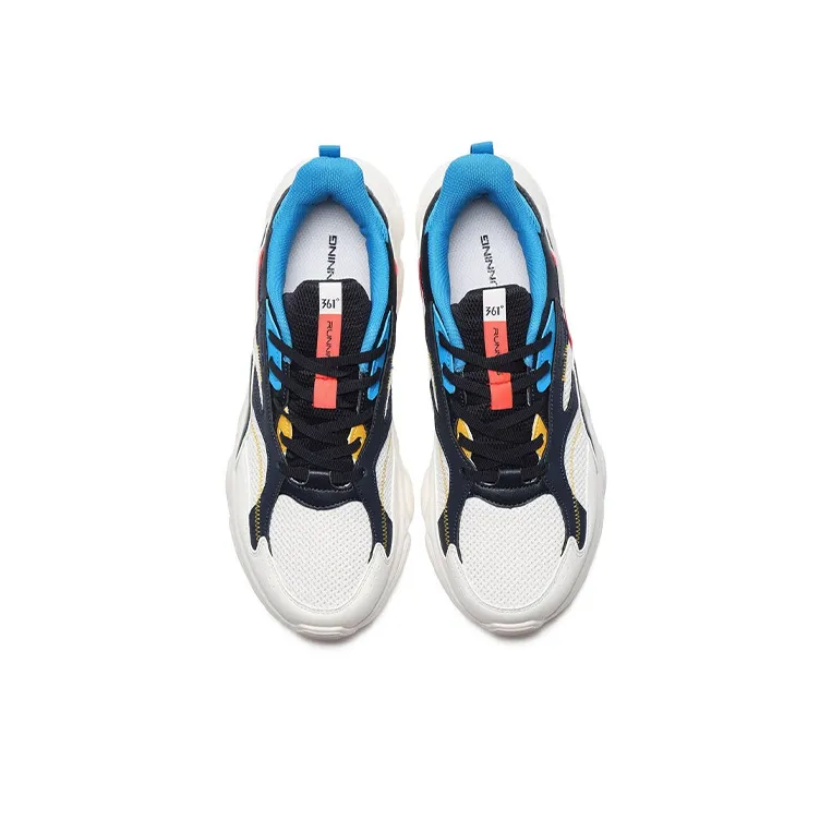 361° Cushioning Breathable Lightweight Low Top Running Shoes Men's White Blue-1