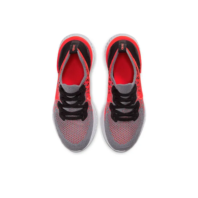 Nike Epic React Flyknit 2 Cool Grey Bright Crimson GS-3