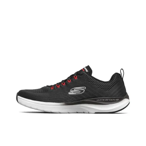 Skechers Ultra Groove Running Shoes Men Low-Top Black/Red