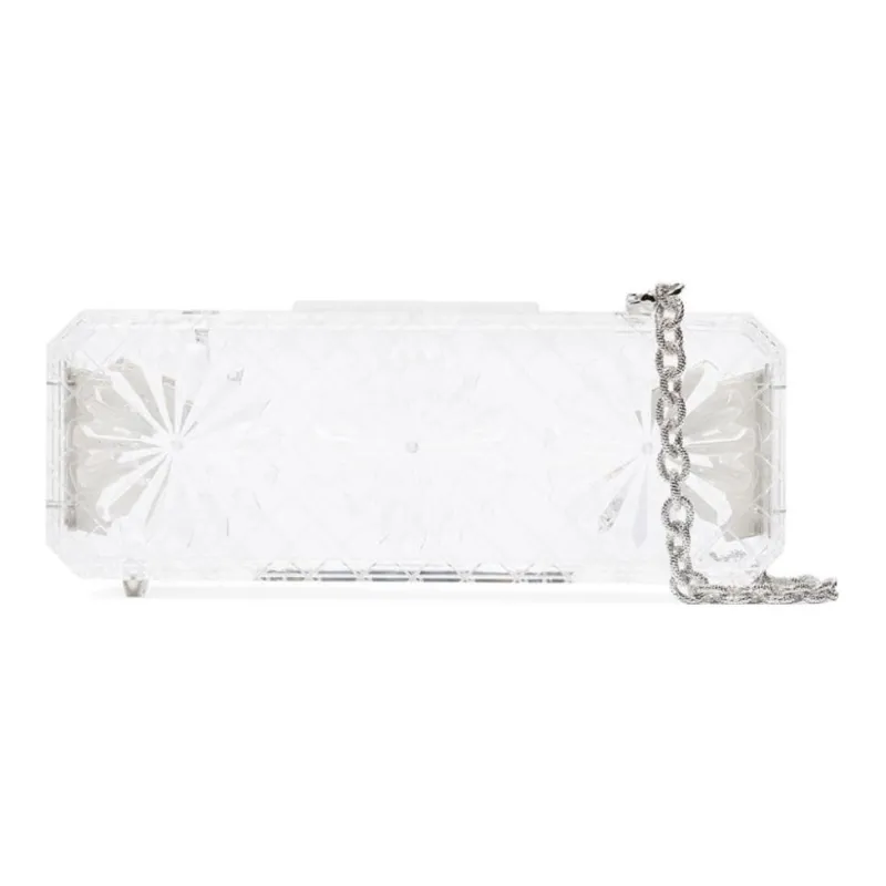 Y/Project Clear Flower Engraved Chain Strap Acrylic Clutch Bag-0