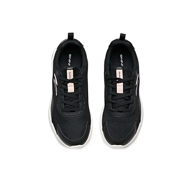 Anta Hydrogen Run Low Top Running Shoes Women's Black White-3