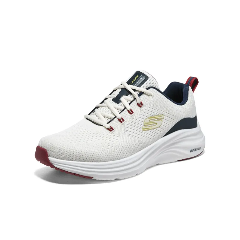 Skechers Vapor Foam Cushioning Anti Slip And Wear Resistant Low Top Casual Shoes Men's White Blue And Gold-2