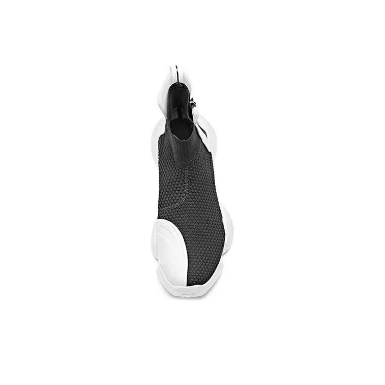 Anta Coverage Lightweight Breathable Wear-Resistant High-Top Running Shoes Men's Black White-3