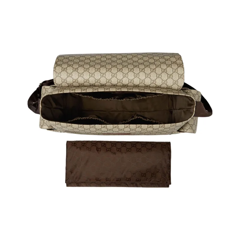 GUCCI Canvas With Leather Mommy Bag, Shoulder Bag, Crossbody Bag Women's Ebony/Brown-4