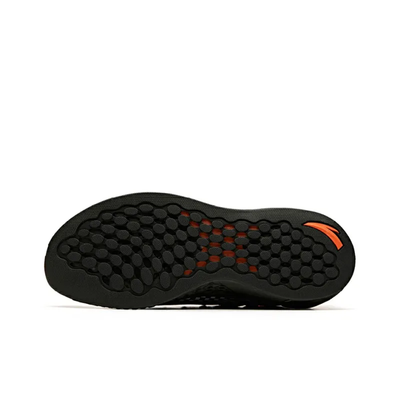 Anta Cushioning Slip Resistant Rebound Lightweight Low Top Running Shoes Men's Black White Orange-4