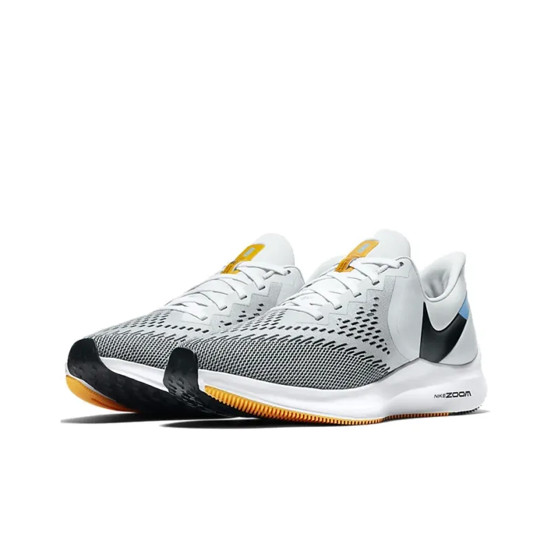 Nike Zoom Winflo 6 Cushioned Slip-Resistant Low-Top Marathon Running Shoes Unisex White Gold Orange-2