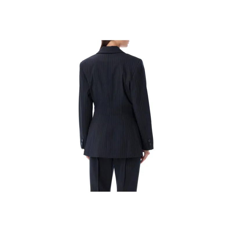GANNI Pinstripe Single-breasted Blazer-1
