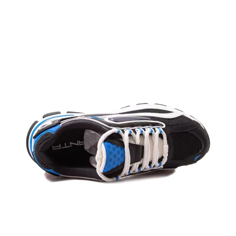 Anta Cushioning, Wear Resistant Low Top Running Shoes Men's Black Blue-4