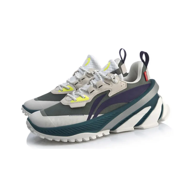 LiNing Non slip Lightweight Low Top Running Shoes Men's Brown Purple Green-2