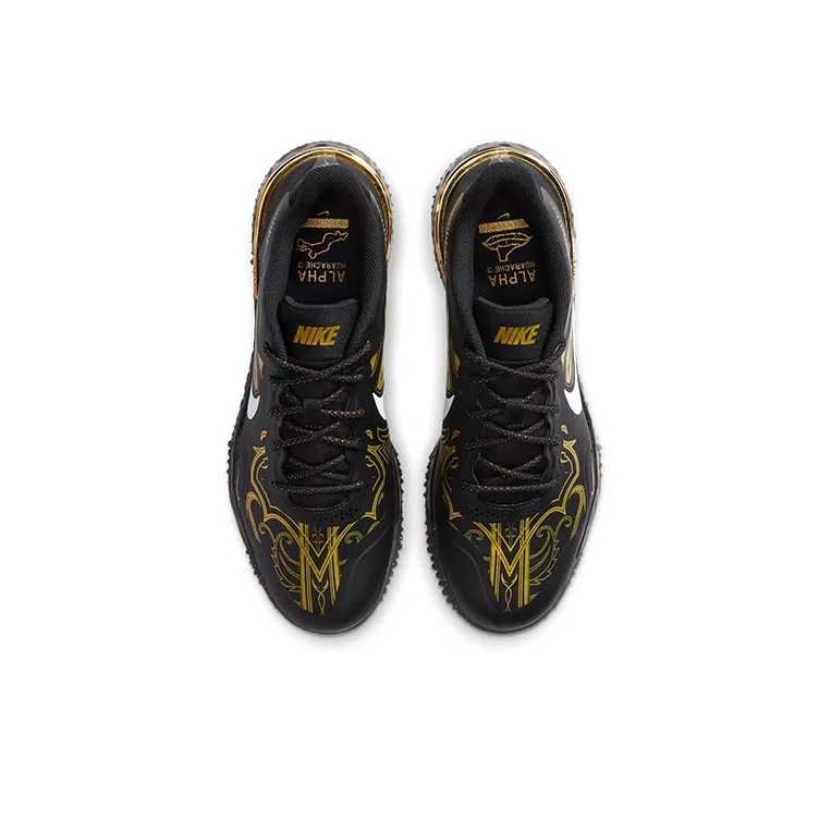 Nike Alpha Huarache Elite 3 Turf Premium Black Metallic Vivid Gold-3