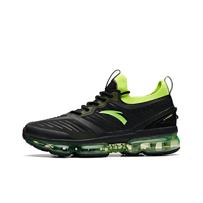 Anta Running Collection Cushioned Slip-Resistant Abrasion-Resistant Breathable Low-Top Running Shoes Men's Black Green-0