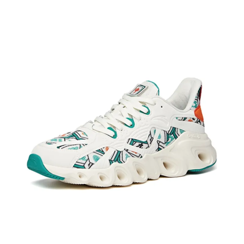 Anta Cushioned Slip-Resistant Low-Top Running Shoes Men's White Green-1