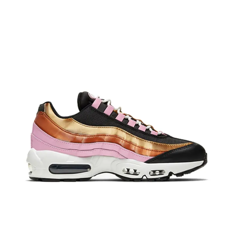 Nike Air Max 95 Low-Top Casual Running Shoes GS Black Gold Pink-1