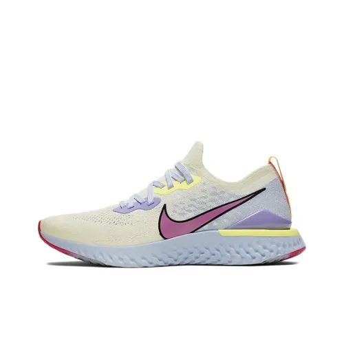 Nike Epic React Flyknit 2 Running Shoes Unisex Low-Top Sail White/Purple Blue/Garnet Purple/China Red