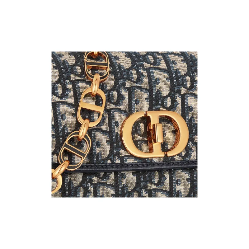 DIOR 30 Montaigne Oblique Printed Fabric Shoulder Bag Crossbody Bag Small Size Women's Blue-5