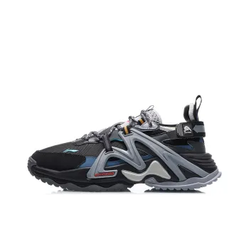 LiNing Beyond Cushioning Anti Slip And Wear Resistant Low Top Running Shoes Men's Black Gray Blue
