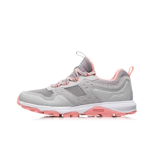 LiNing Highland Reflective Wear-Resistant Low-Top Running Shoes Women's Gray Pink