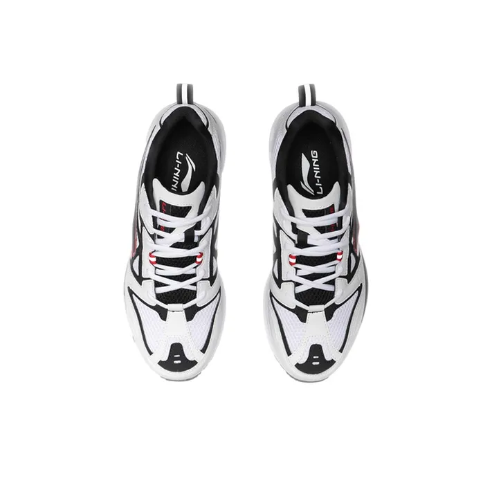 LiNing Cushioned Slip Resistant Lightweight Low Top Running Shoes Men's White Black-3