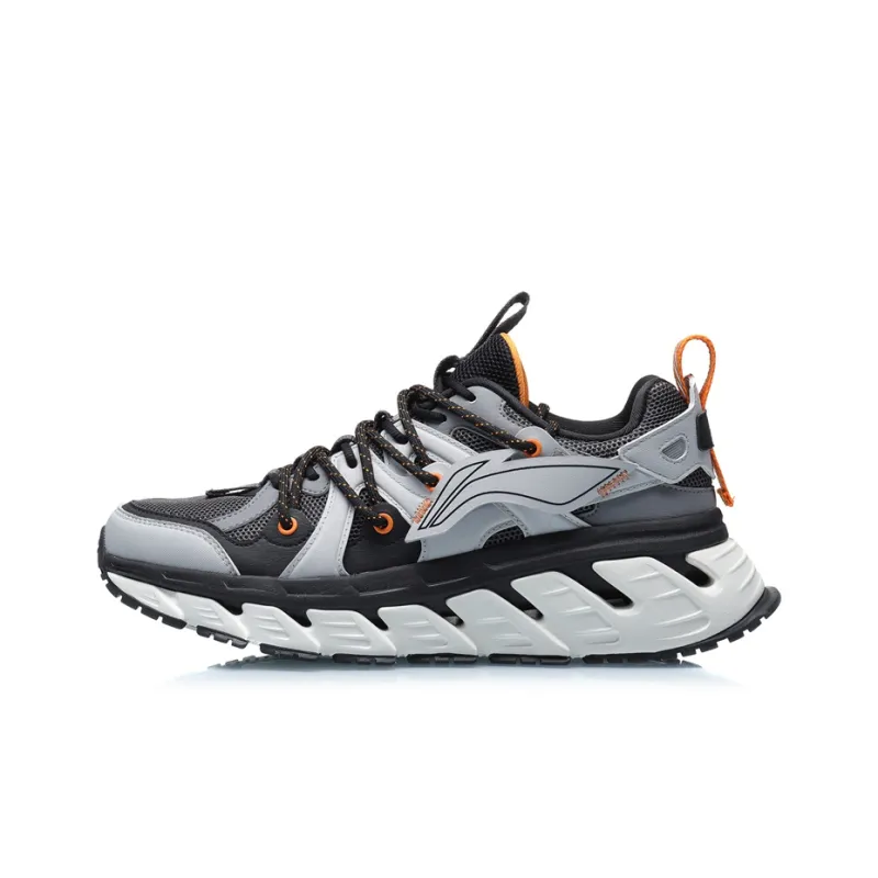 LiNing Flying Wing Slip Resistant, Breathable, Lightweight Low Top Running Shoes Men's Black Gray-0