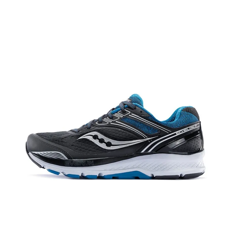 Saucony Echelon 7 Cushioned Slip-Resistant Lightweight Low-Top Running Shoes Men's Black Blue-0