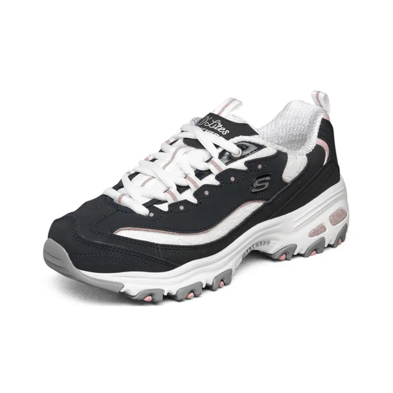 Skechers D'LITES Cushioning Anti Slip And Wear Resistant Low Top Casual Running Shoes Women's Marine Blue-2