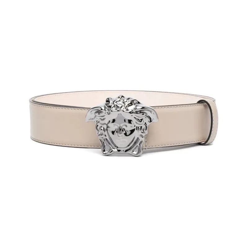 VERSACE Medusa Head Pattern Decoration Smooth Buckle Leather Belts Men's Light Brown Width 5cm-0