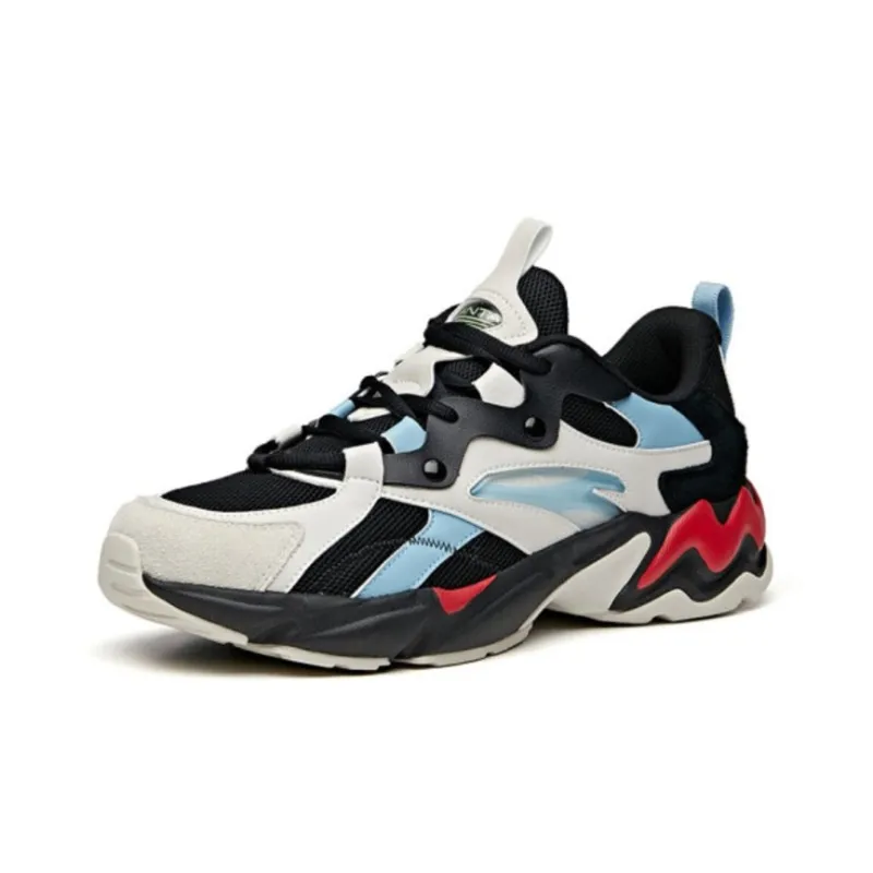 Anta Cushioning Anti-Slip And Wear-Resistant Lightweight Rebound Low-Top Running Shoes Men's Black Gray Red-1