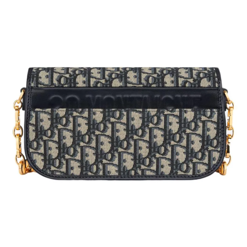 DIOR 30 Montaigne Oblique Printed Fabric Shoulder Bag Crossbody Bag Small Size Women's Blue-3