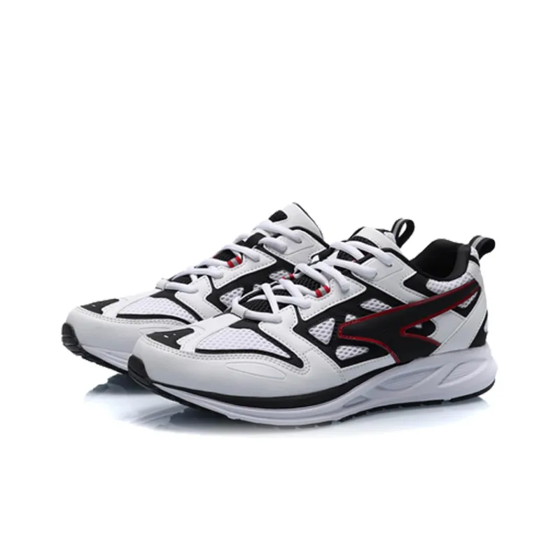 LiNing Cushioned Slip Resistant Lightweight Low Top Running Shoes Men's White Black-2