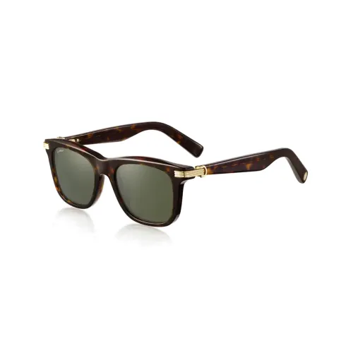 CARTIER Composite Rectangular Sunglasses Unisex Brown