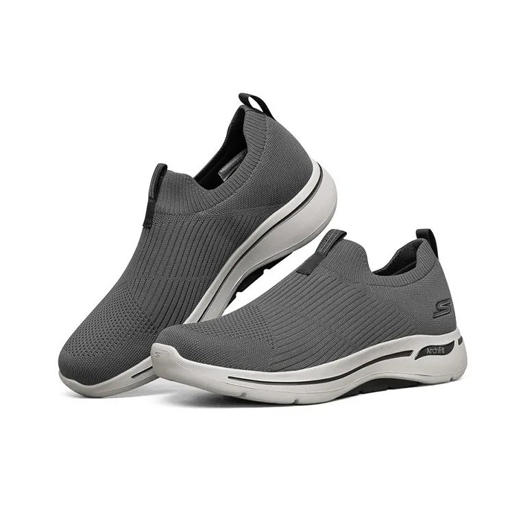 Skechers Go Walk Arch Fit Cushioning Anti-Slip And Wear-Resistant Low-Top Running Shoes Men's Charcoal Gray-2