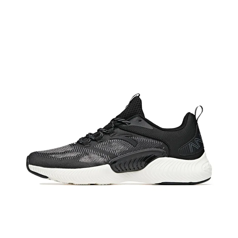 Anta Cushioned Slip-Resistant Abrasion-Resistant Breathable Low-Top Running Shoes Men's Black Gray-0